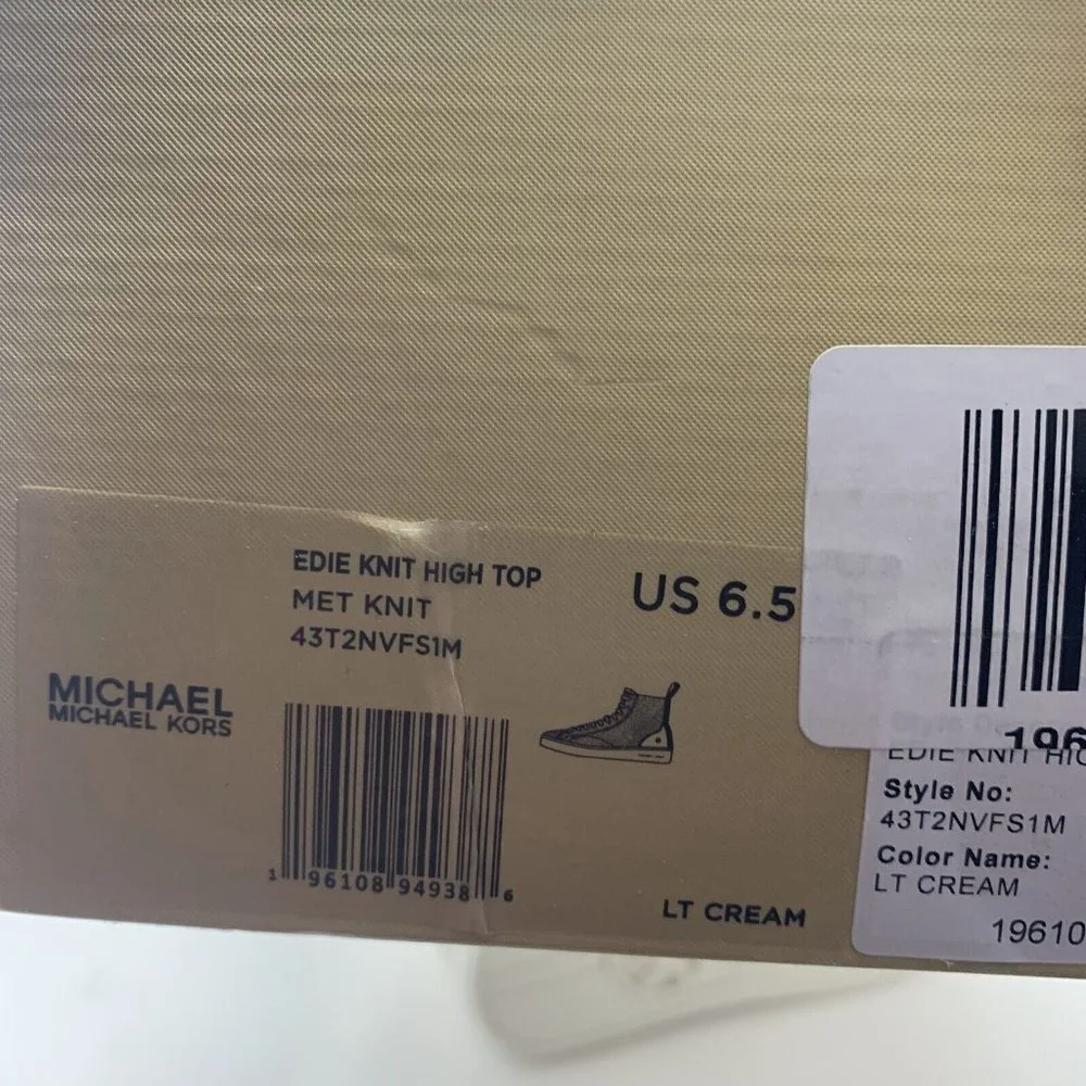 Michael Kors Edie Knit 43T2NVFS1M Sneakers Women's 6.5 M LT Cream High-Top S0594